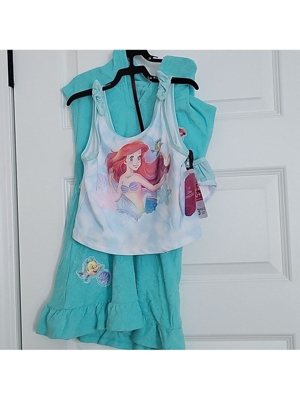 Girls Disney Little Mermaid 3 Piece Swim Coverup & Bikini Multiple Sizes